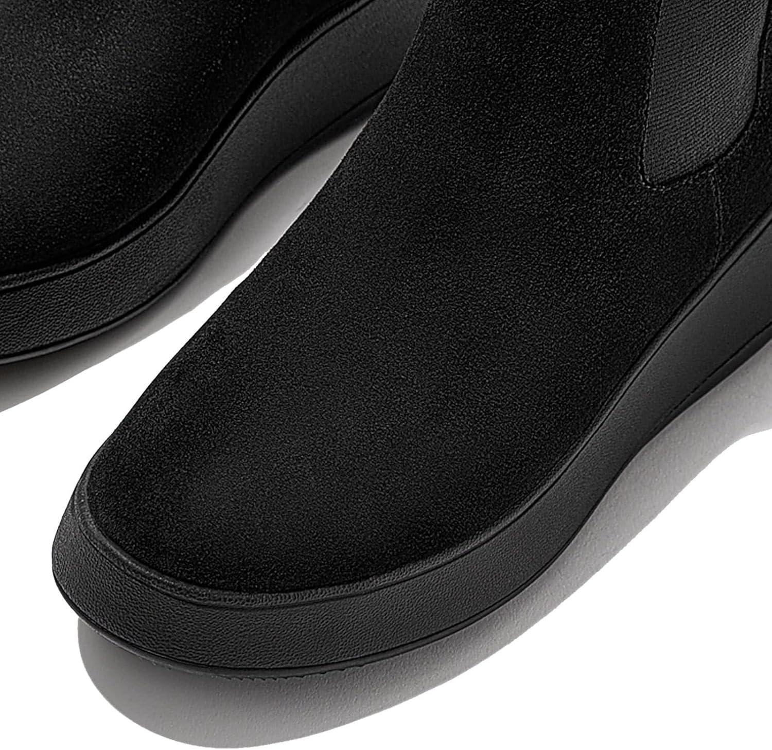 image:imageFitFlop womens Fmode Suede Flatform Chelsea Boots 2tone ElasticAll Black