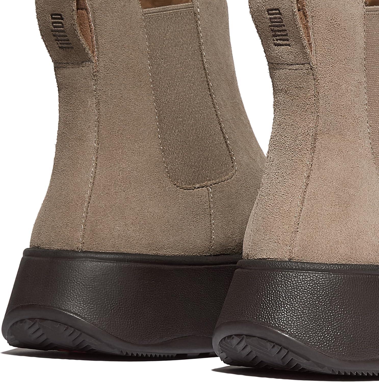 image:imageFitFlop womens Fmode Suede Flatform Chelsea Boots 2tone ElasticTaupe