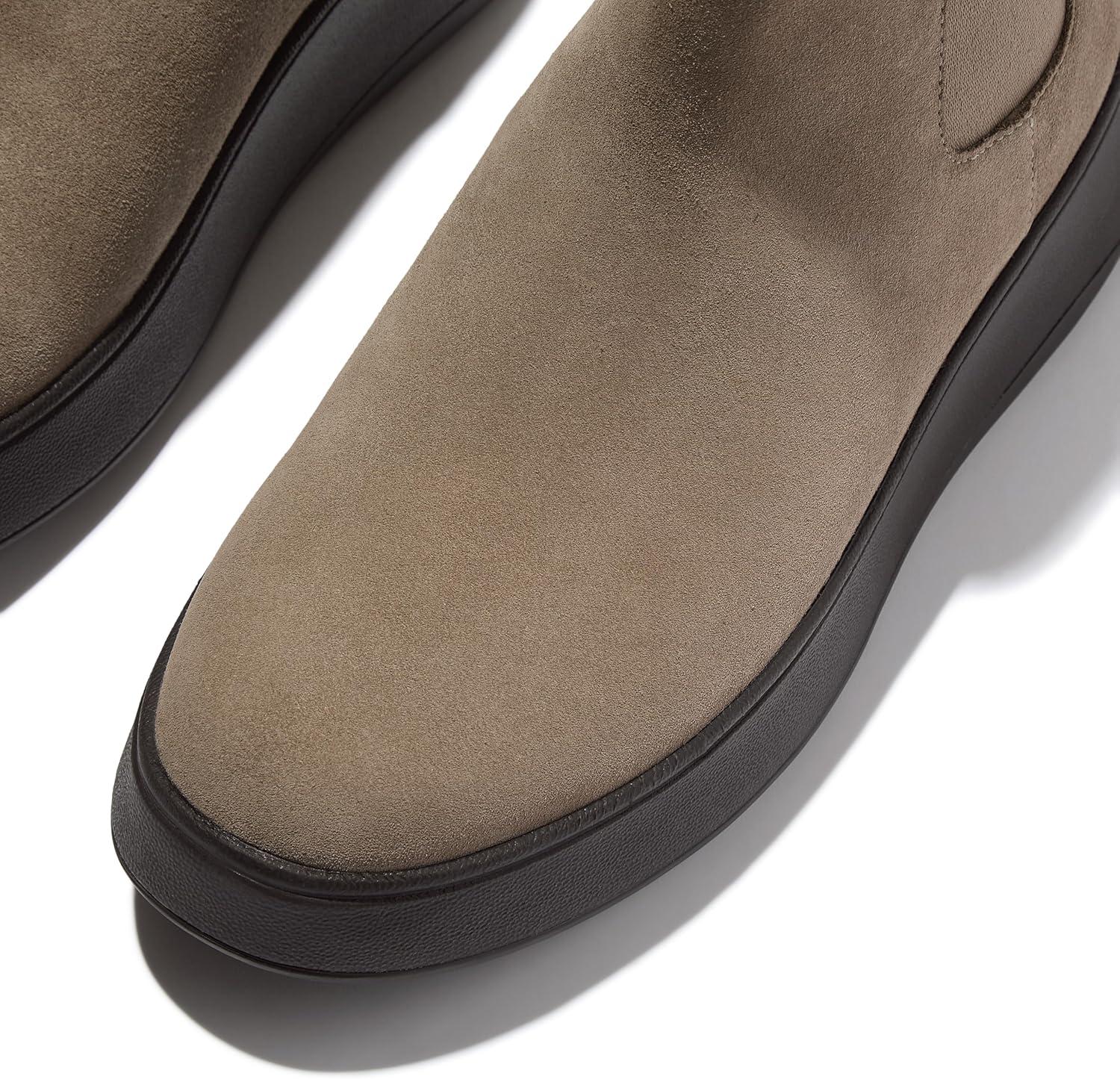 image:imageFitFlop womens Fmode Suede Flatform Chelsea Boots 2tone ElasticTaupe