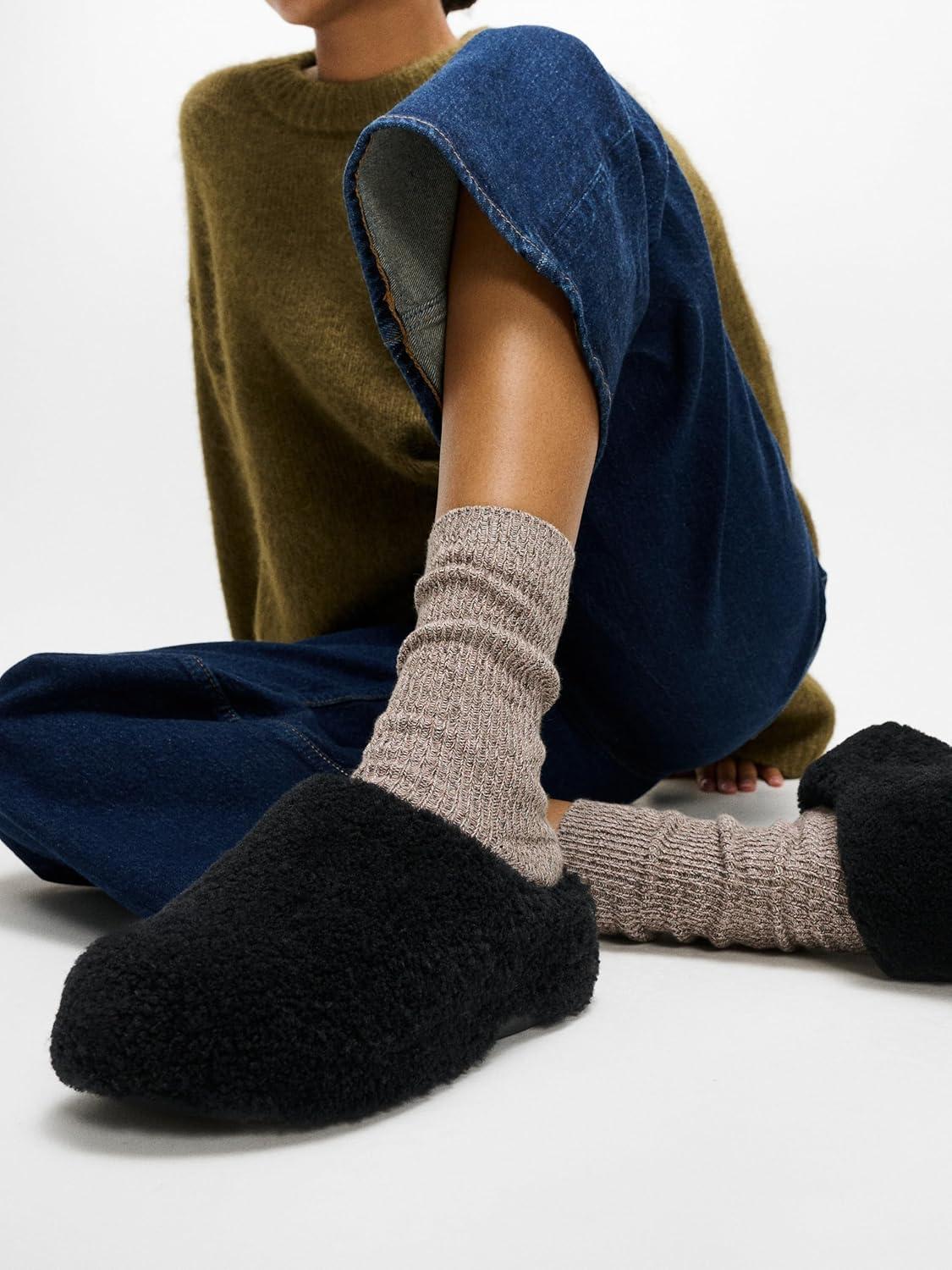image:imageFitFlop womens Shuv Curlyshearling ClogsAll Black