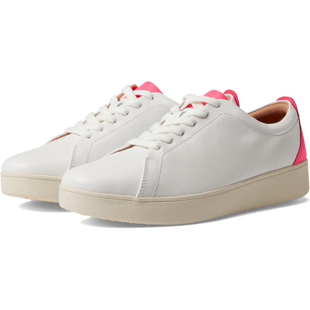 image:imageFitFlop Rally NeonPop Leather SneakersUrban WhitePop Pink