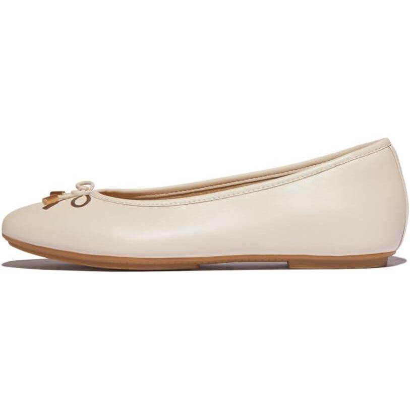 image:imageFitFlop Womens Delicato Bow Soft Leather Ballet FlatsBeige