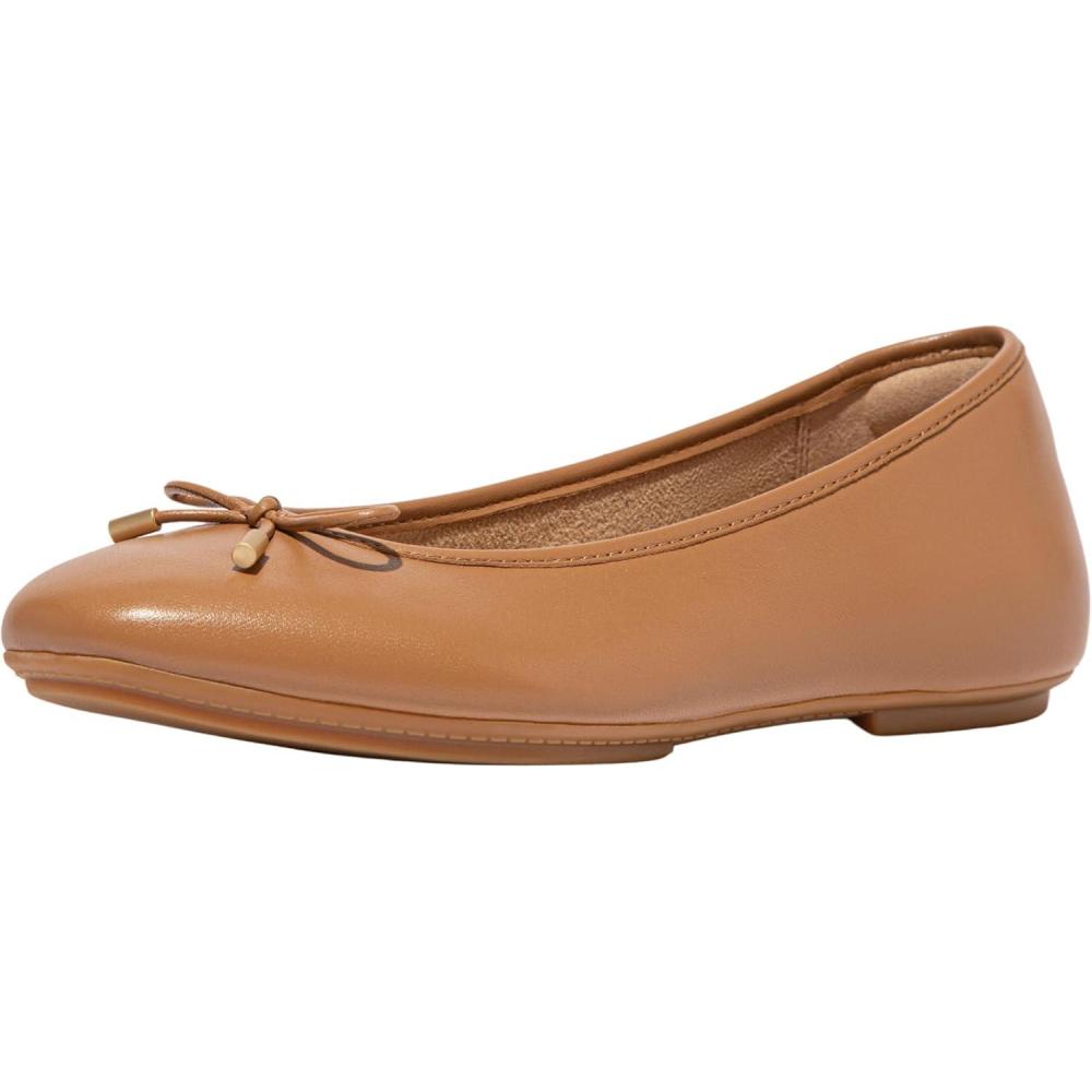 image:imageFitFlop Womens Delicato Bow Soft Leather Ballet FlatsDesert Tan