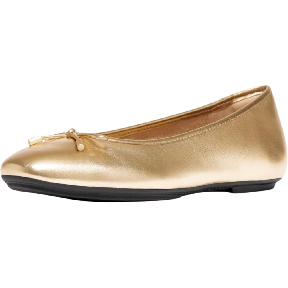 image:imageFitFlop Womens Delicato Bow Soft Leather Ballet FlatsOld Gold