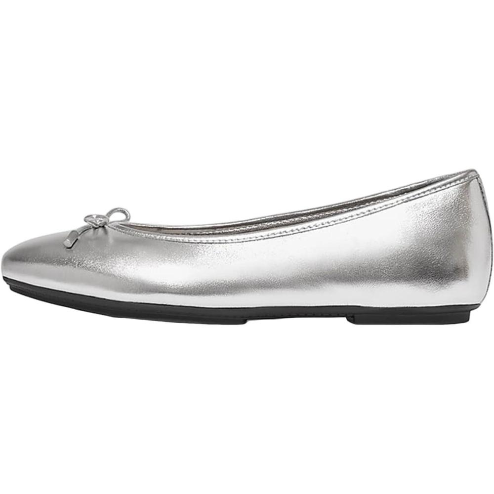 image:imageFitFlop Womens Delicato Bow Soft Leather Ballet FlatsSilver