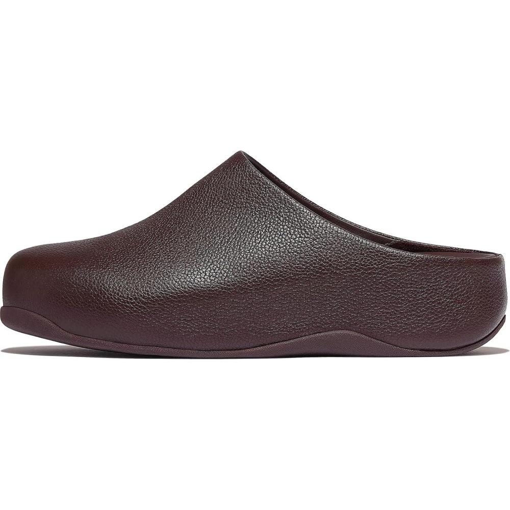 image:imageFitFlop Womens Shuv TumbledLeather ClogsChocolat
