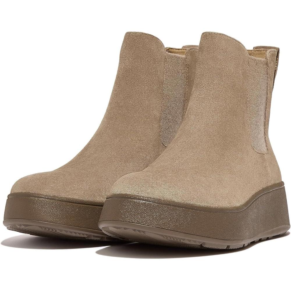 image:imageFitFlop womens Fmode Suede Flatform Chelsea Boots 2tone ElasticMinky Grey