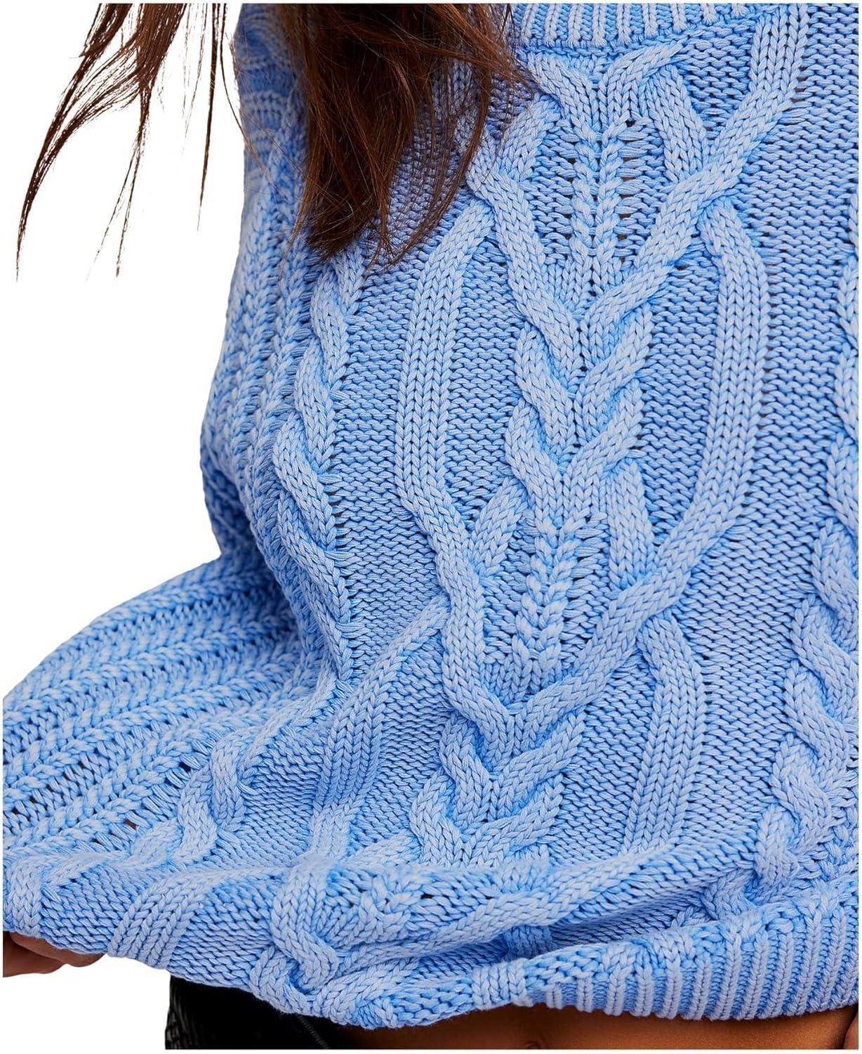 image:imageFree People Womens Frankie Cable Sweater Della Robbia Blue