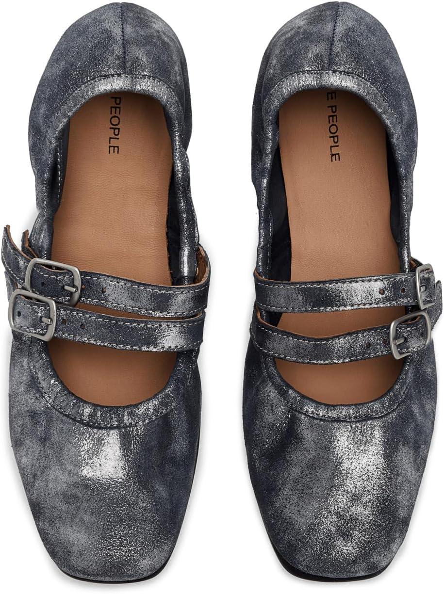 image:imageFree People Womens Gemini Ballet FlatSilver Distressed Suede