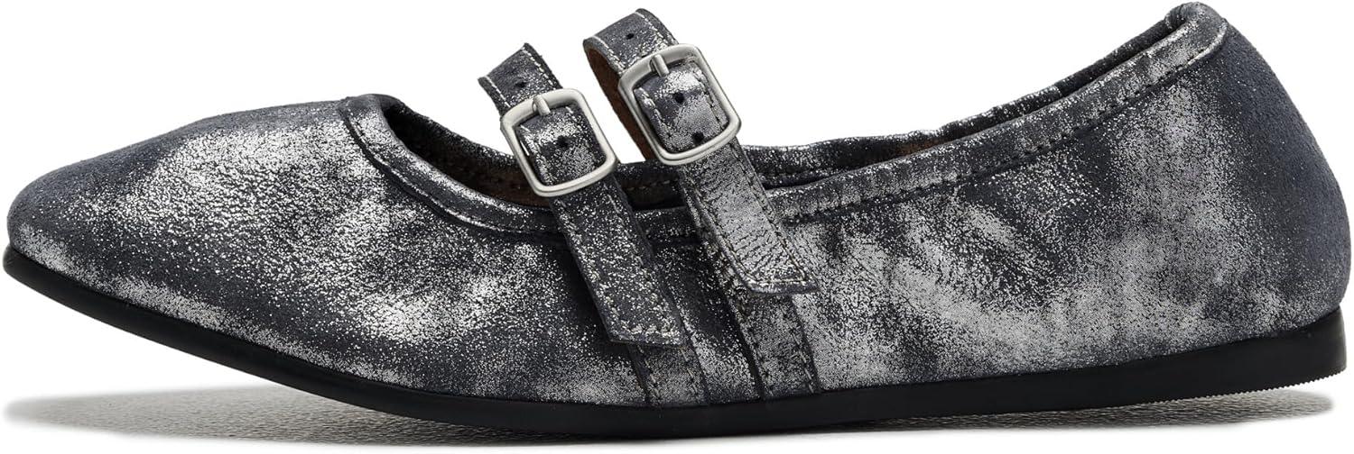 image:imageFree People Womens Gemini Ballet FlatSilver Distressed Suede