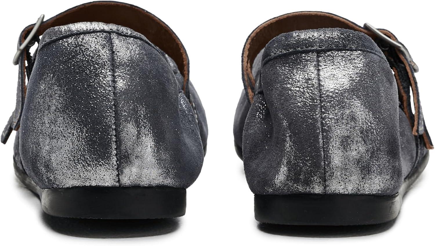 image:imageFree People Womens Gemini Ballet FlatSilver Distressed Suede