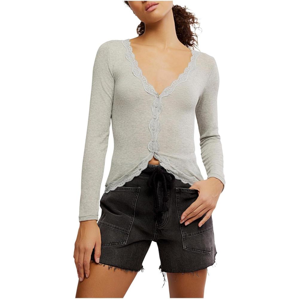 image:imageFree People Womens Big Love Rib CardiHeather Grey