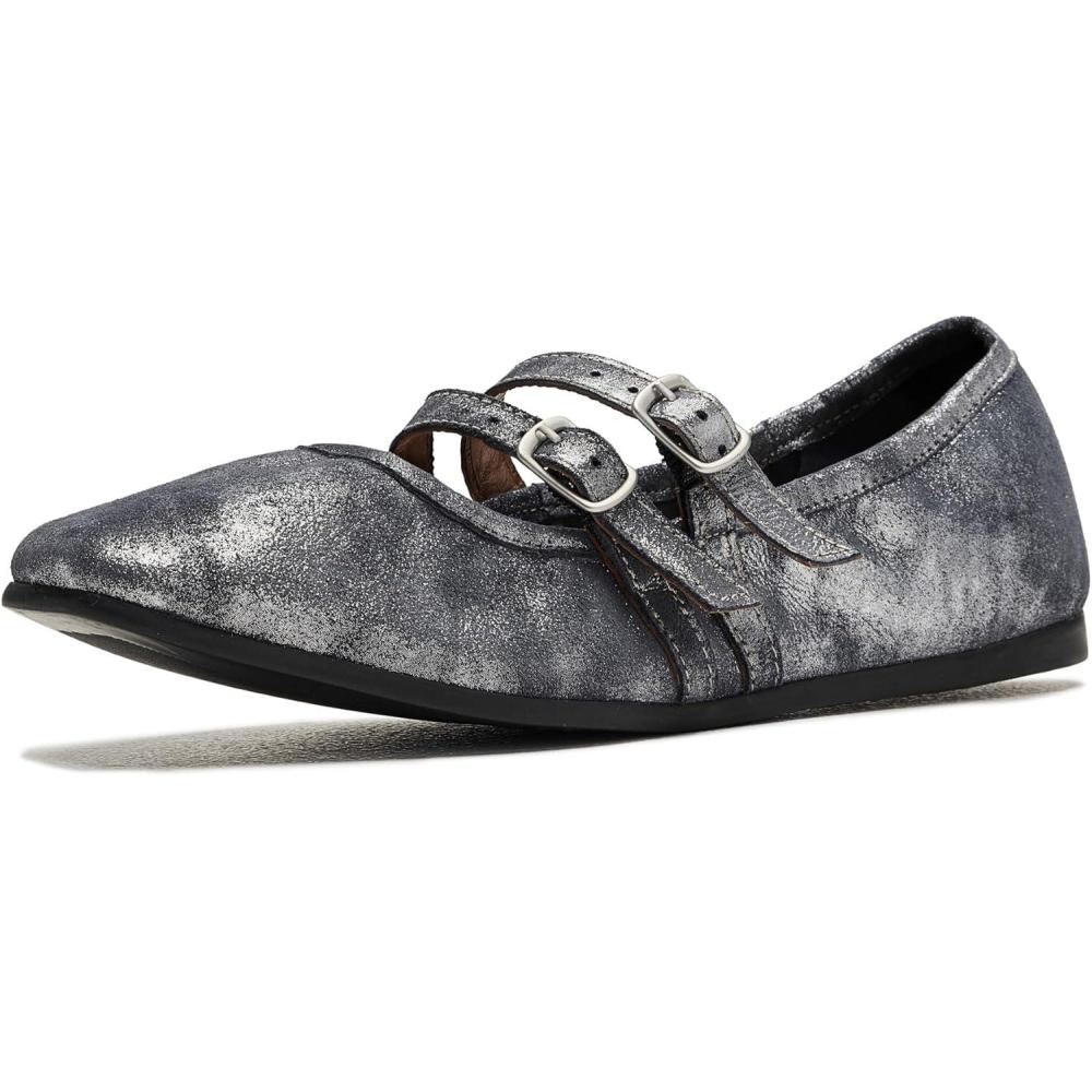 image:imageFree People Womens Gemini Ballet FlatSilver Distressed Suede