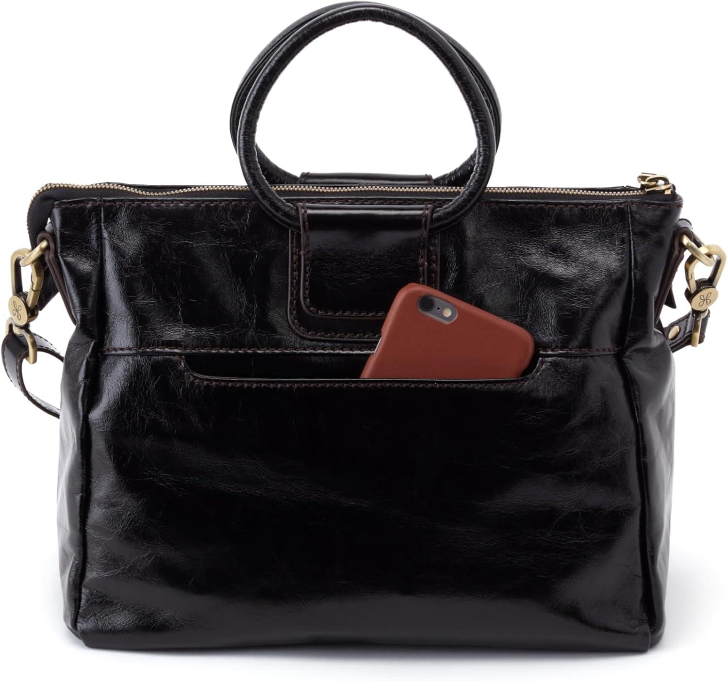 image:imageHOBO Sheila Medium Leather Satchel Crossbody Bag for Women with Top HandleBlack