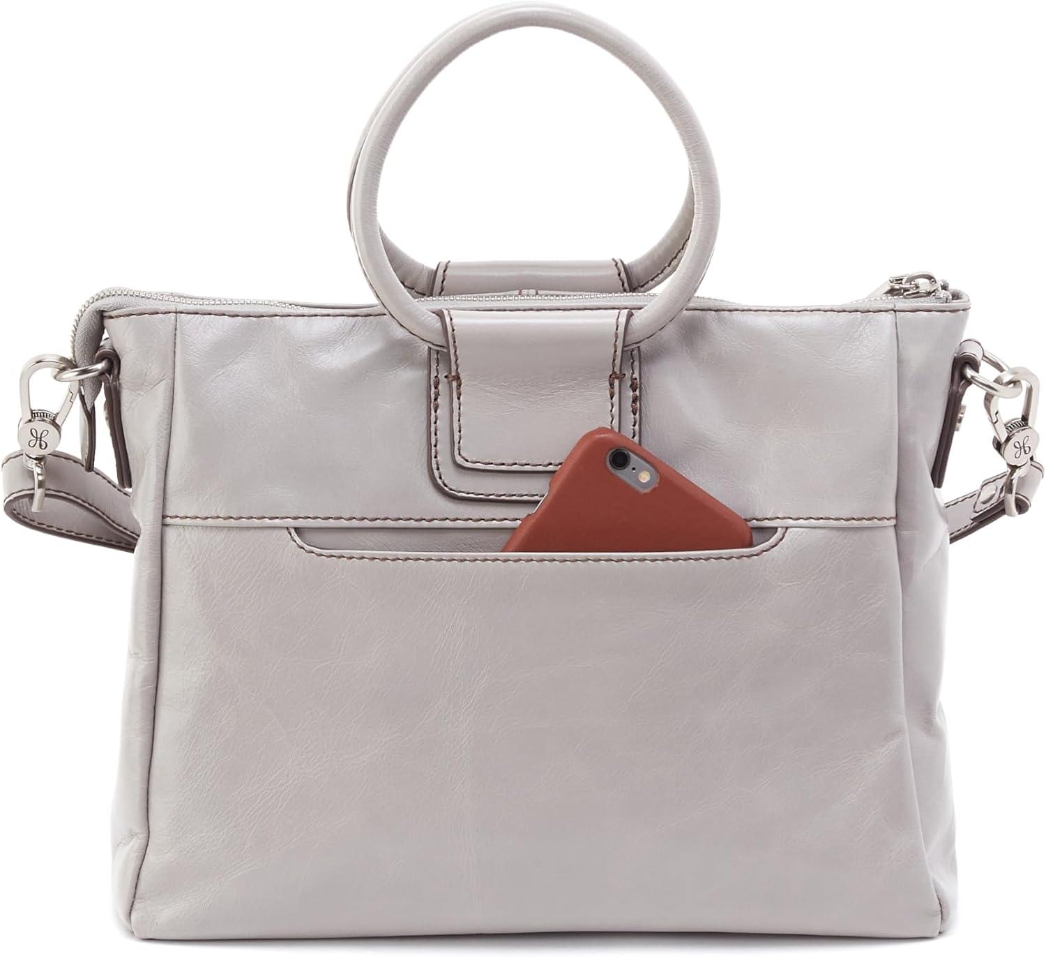 image:imageHOBO Sheila Medium Leather Satchel Crossbody Bag for Women with Top HandleLight Grey