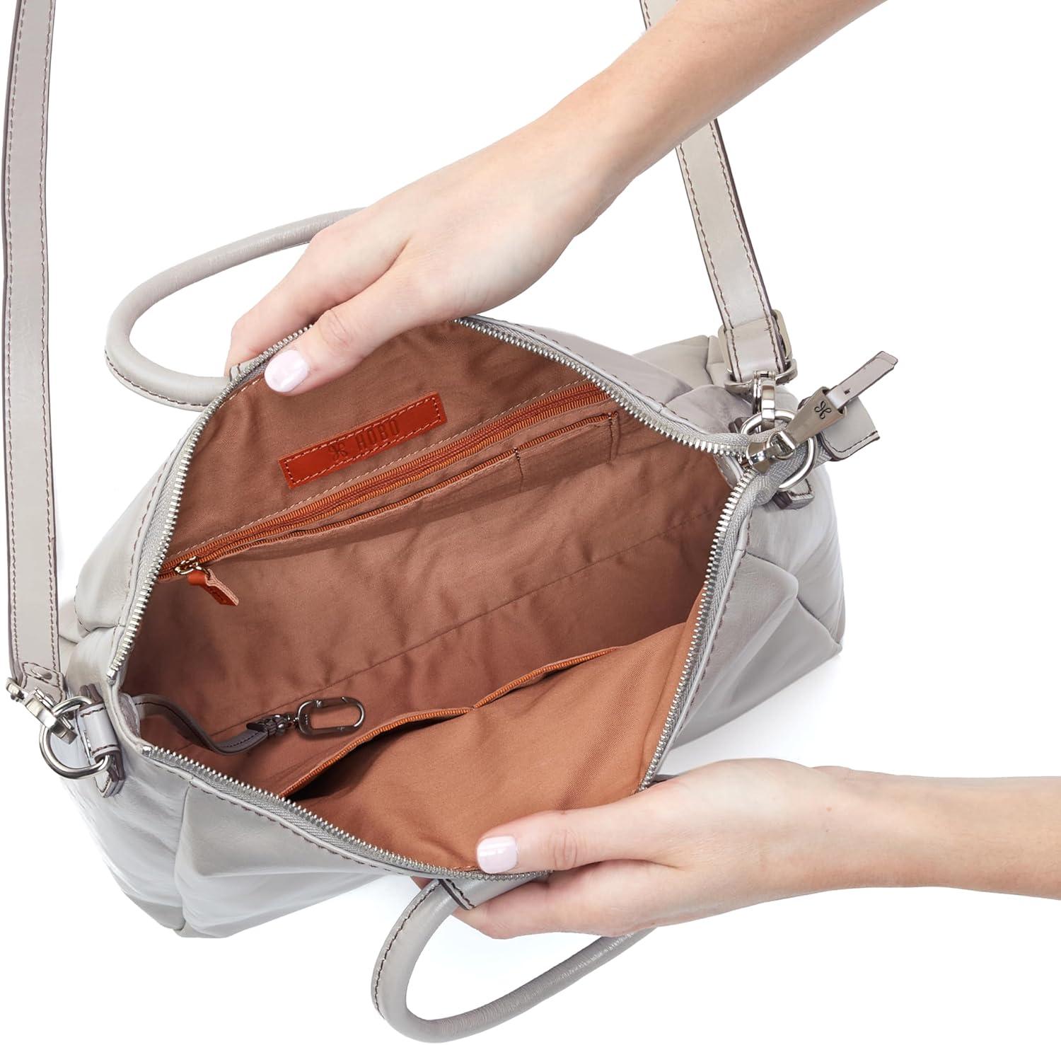 image:imageHOBO Sheila Medium Leather Satchel Crossbody Bag for Women with Top HandleLight Grey
