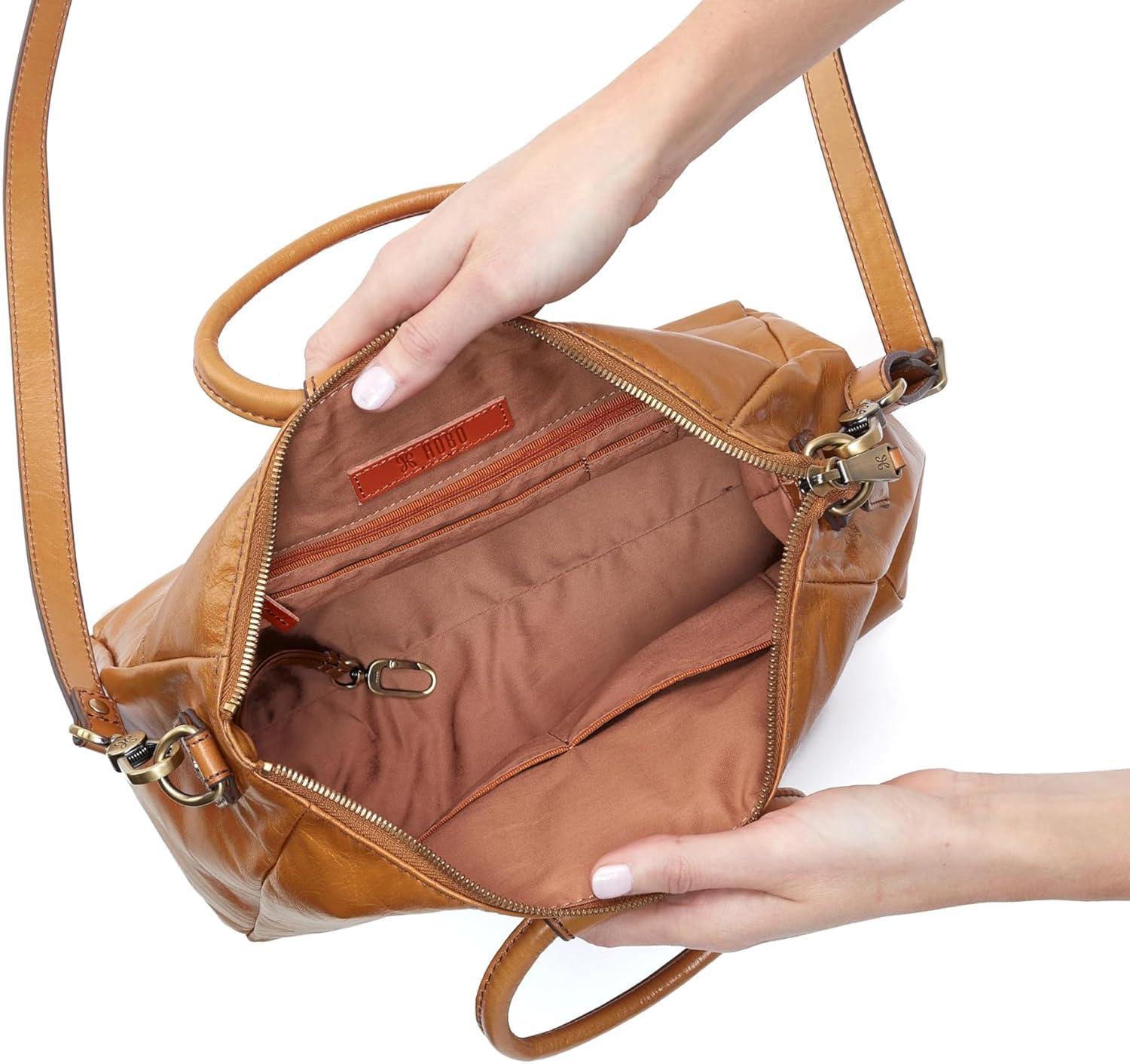 image:imageHOBO Sheila Medium Leather Satchel Crossbody Bag for Women with Top HandleNatural