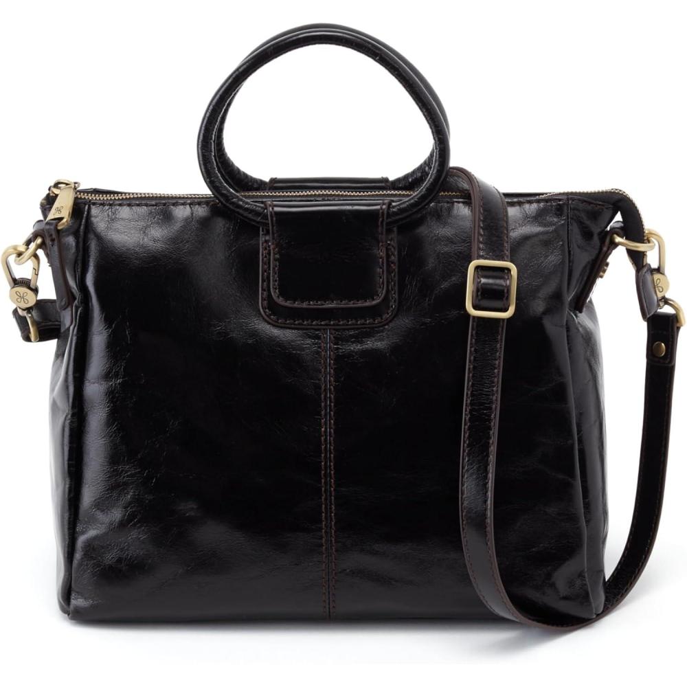 image:imageHOBO Sheila Medium Leather Satchel Crossbody Bag for Women with Top HandleBlack