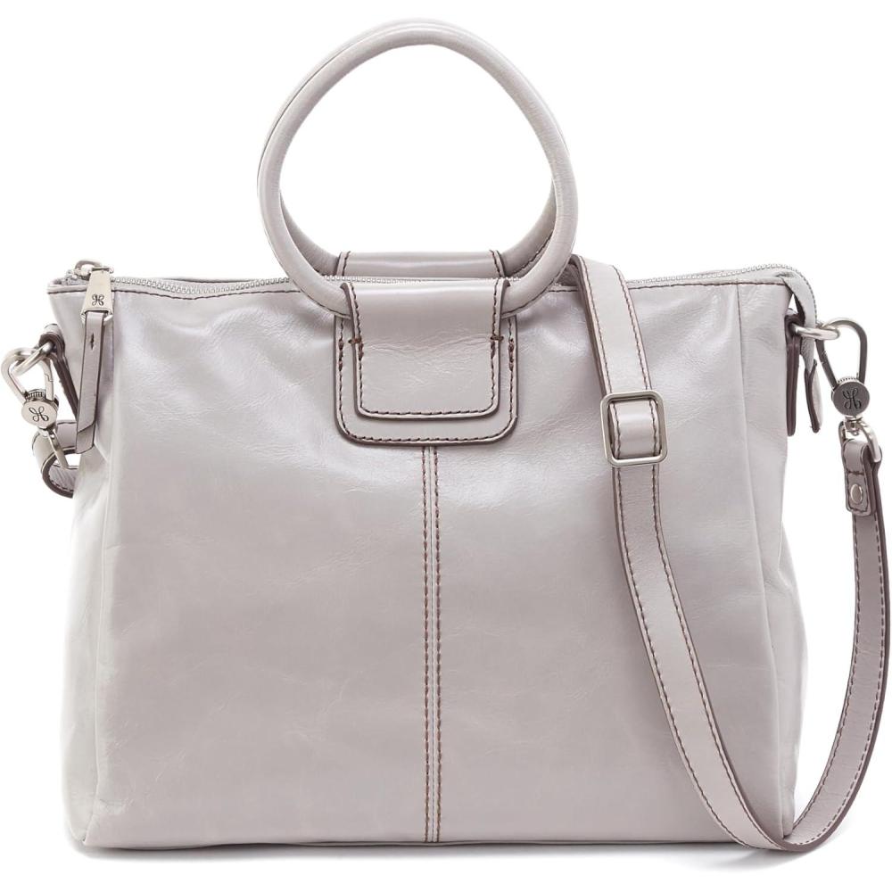 image:imageHOBO Sheila Medium Leather Satchel Crossbody Bag for Women with Top HandleLight Grey