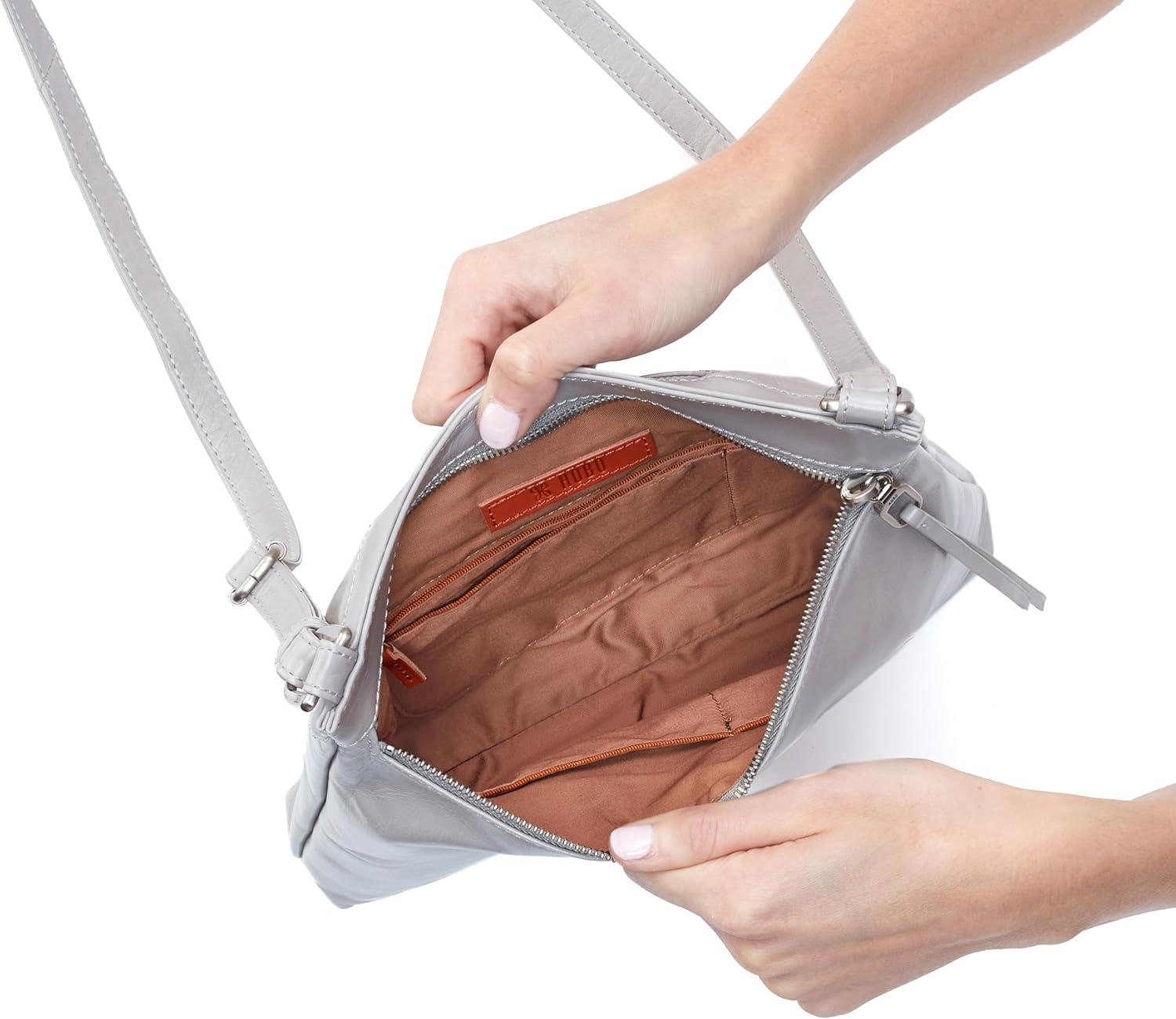 image:imageHOBO Cambel Leather Crossbody Bag for WomenLight Grey