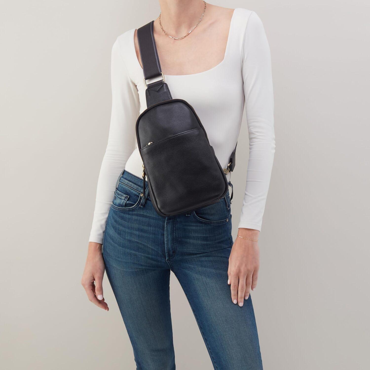 image:imageHOBO Cass Leather Sling Bag for WomenBlack