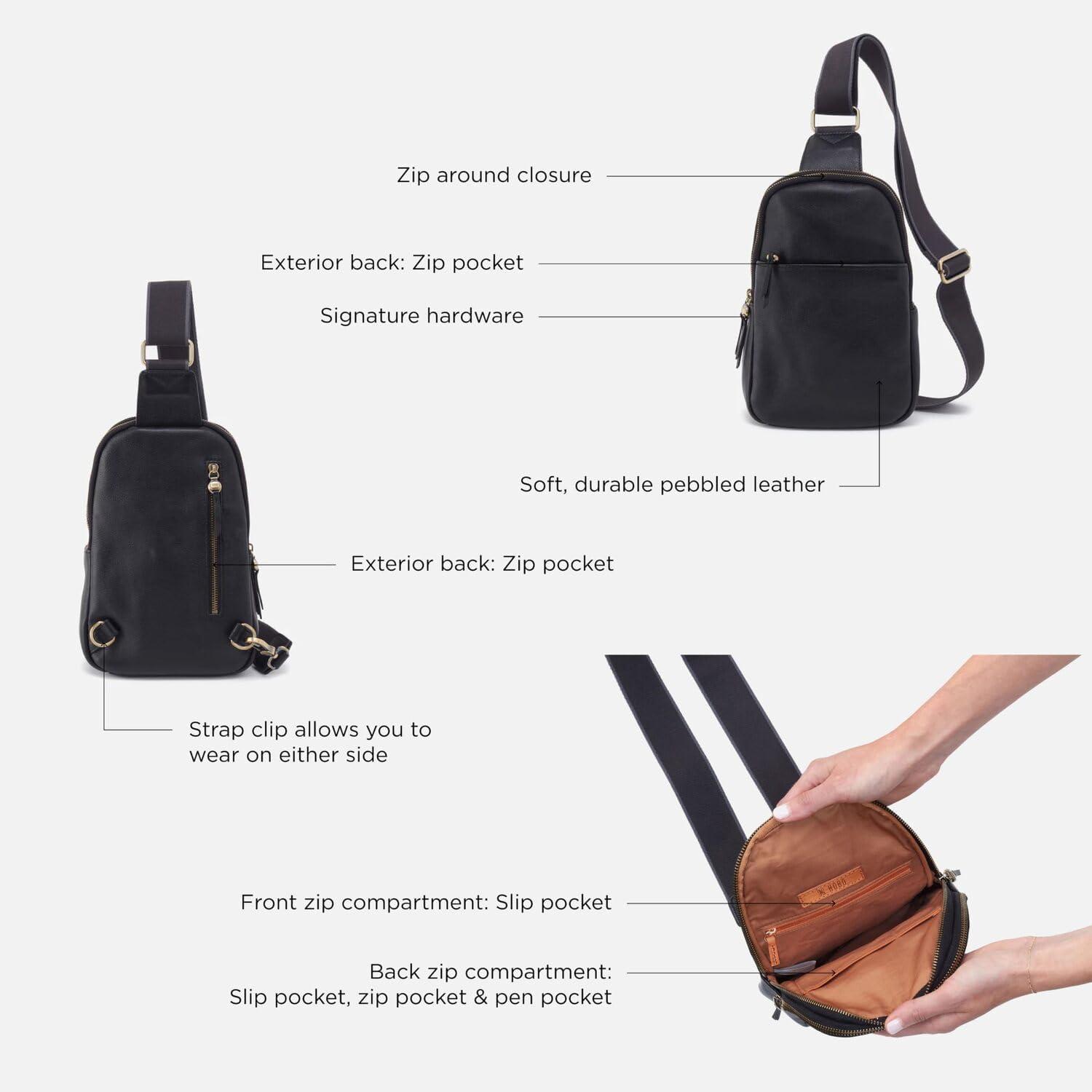 image:imageHOBO Cass Leather Sling Bag for WomenBlack