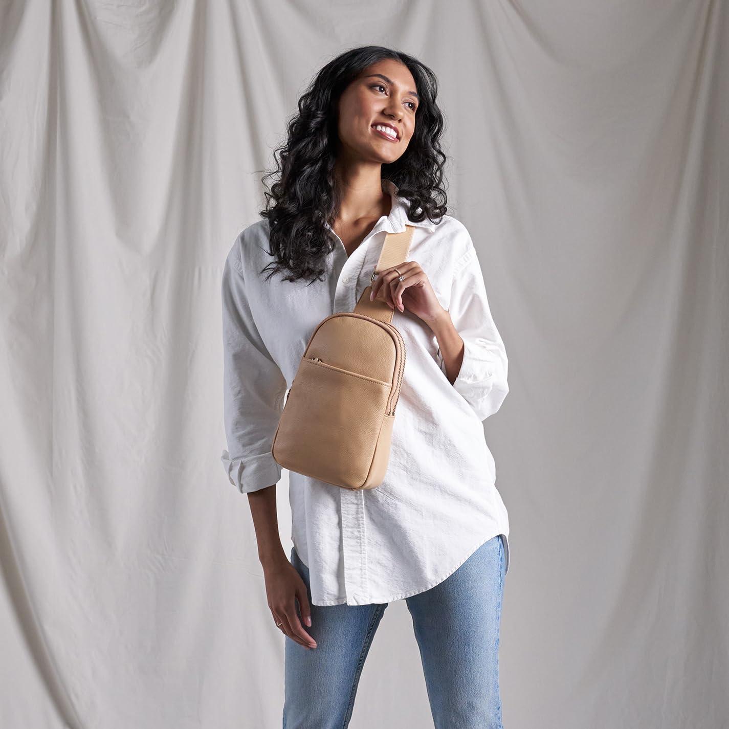 image:imageHOBO Cass Leather Sling Bag for WomenCream