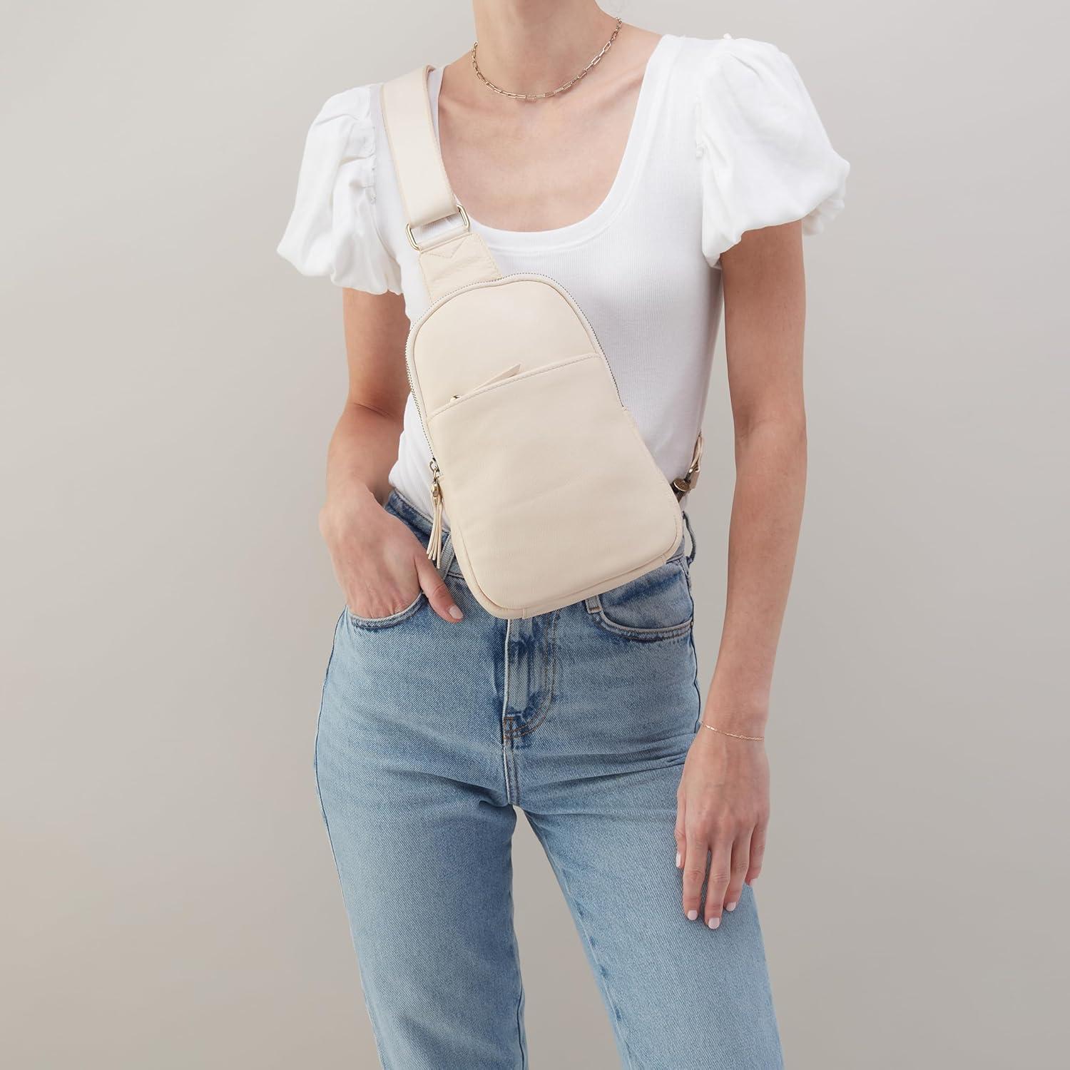 image:imageHOBO Cass Leather Sling Bag for WomenCream