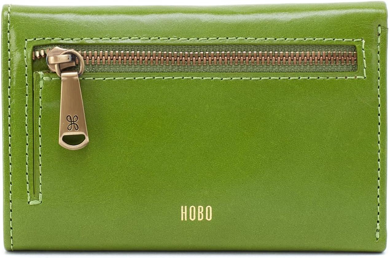 image:imageHOBO Jill Trifold Wallet For Women Snap Flap Closure and Patterened Polyester Lining Compact and Handy WalletGarden Green