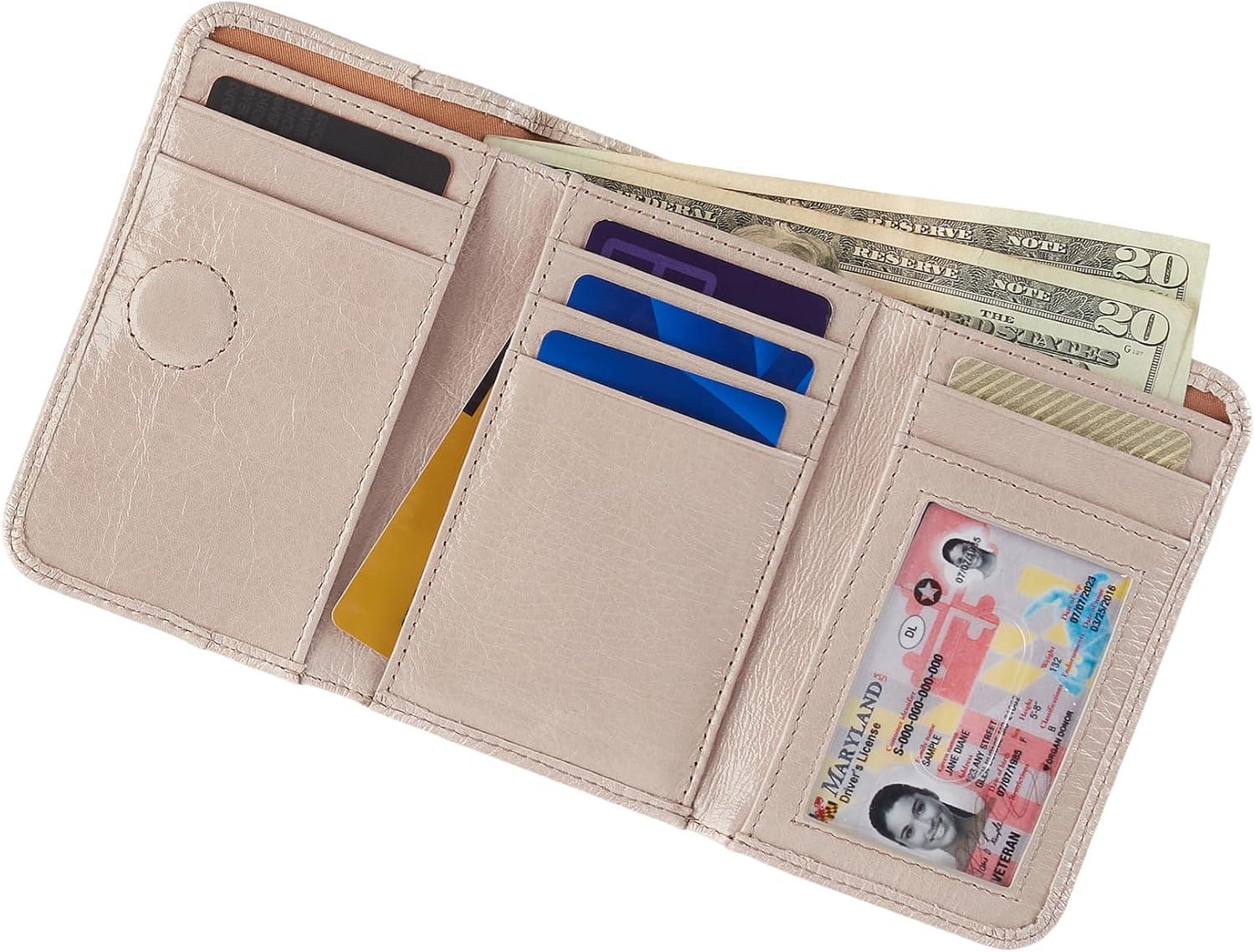 image:imageHOBO Jill Trifold Wallet For Women Snap Flap Closure and Patterened Polyester Lining Compact and Handy WalletStone Gloss