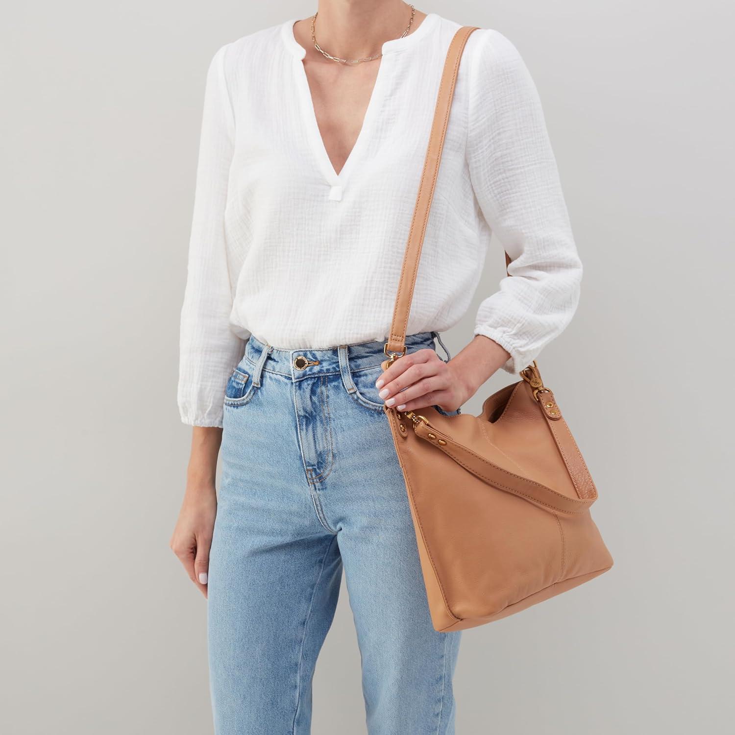 image:imageHOBO Pier Leather Shoulder Bag for Women Convertible to CrossbodySandstorm