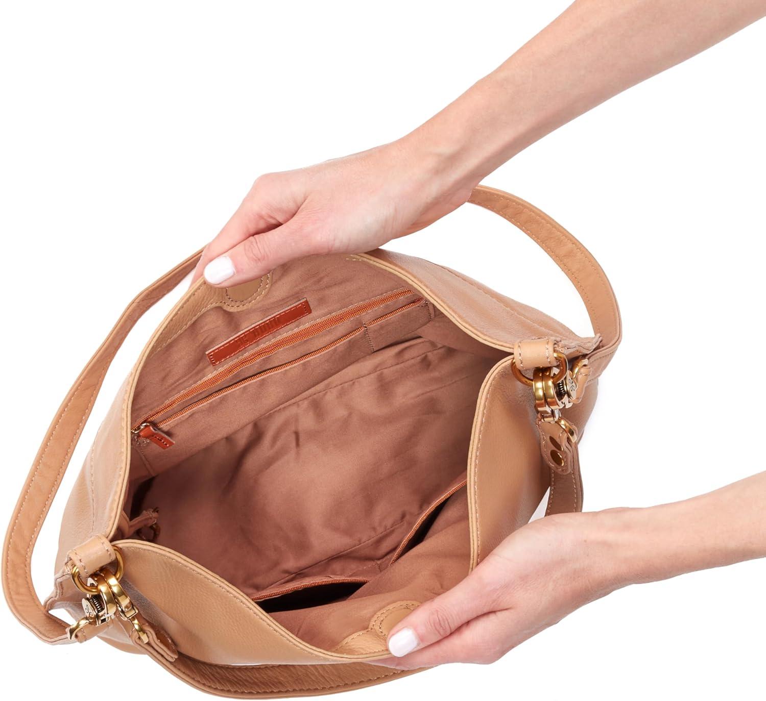 image:imageHOBO Pier Leather Shoulder Bag for Women Convertible to CrossbodySandstorm