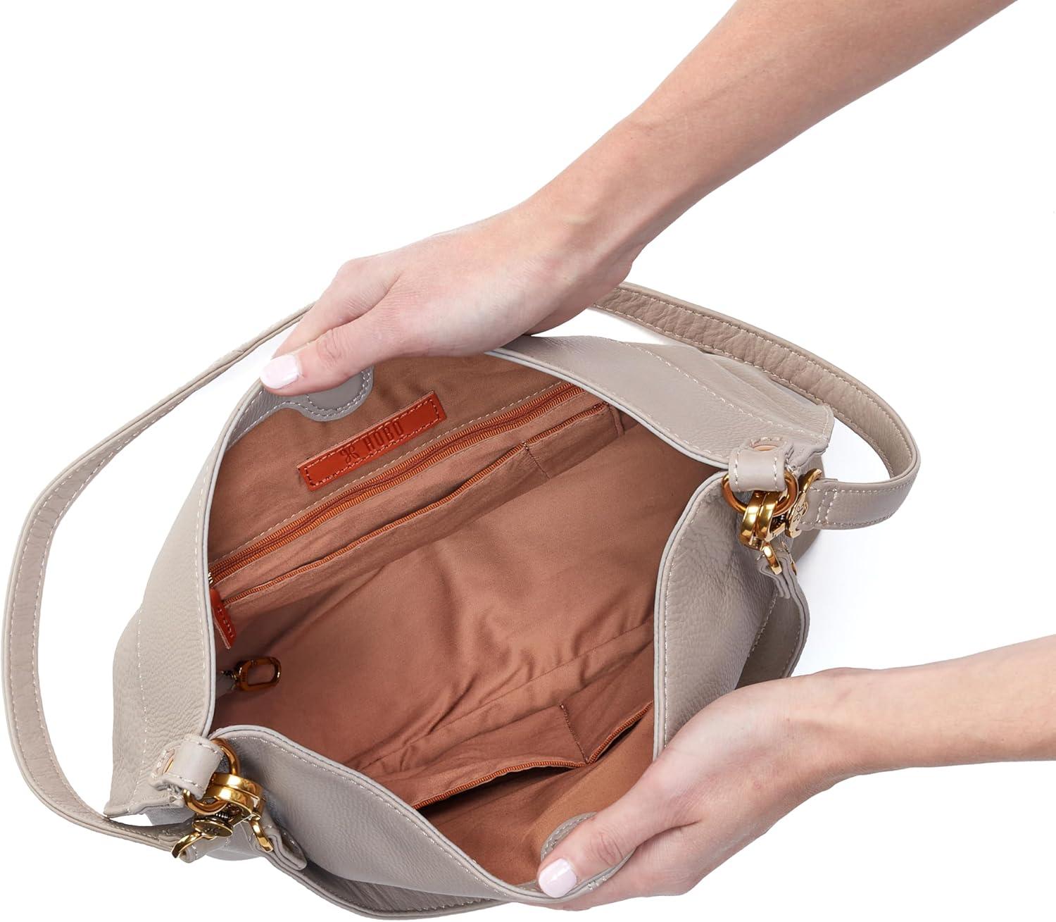 image:imageHOBO Pier Leather Shoulder Bag for Women Convertible to CrossbodyTaupe