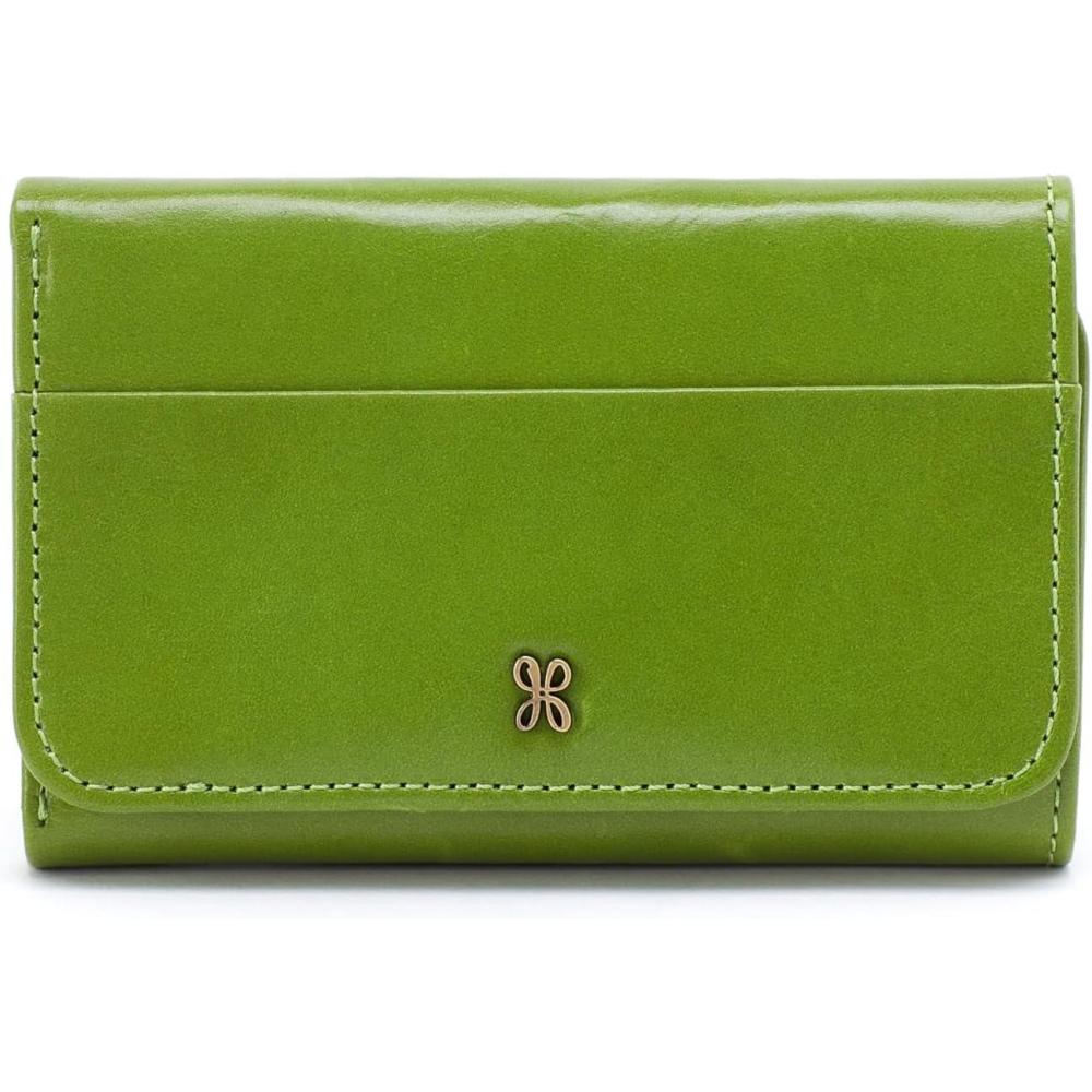 image:imageHOBO Jill Trifold Wallet For Women Snap Flap Closure and Patterened Polyester Lining Compact and Handy WalletGarden Green