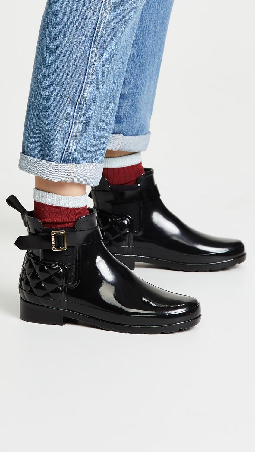 image:imagewomens Refined Chelsea Quilted GlossRain BootBlack
