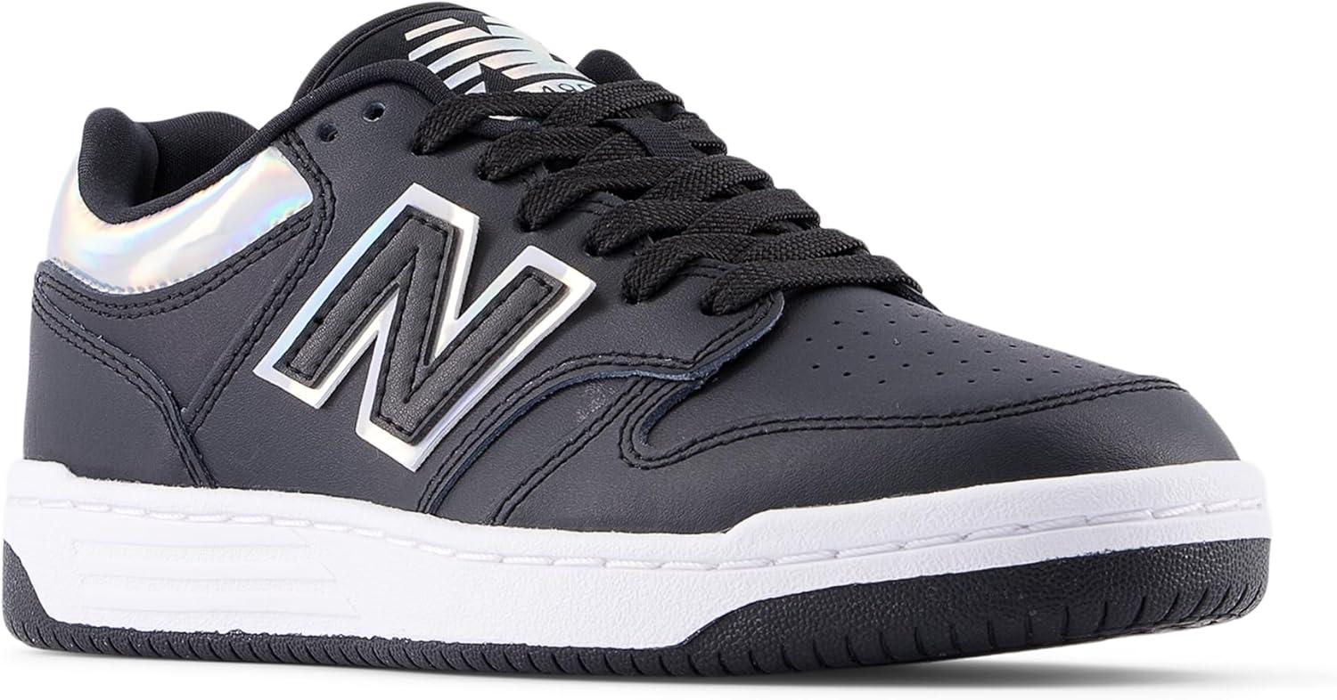 image:imageNew Balance UnisexChild 480 V1 Laceup SneakerBlackWhite Iridescent