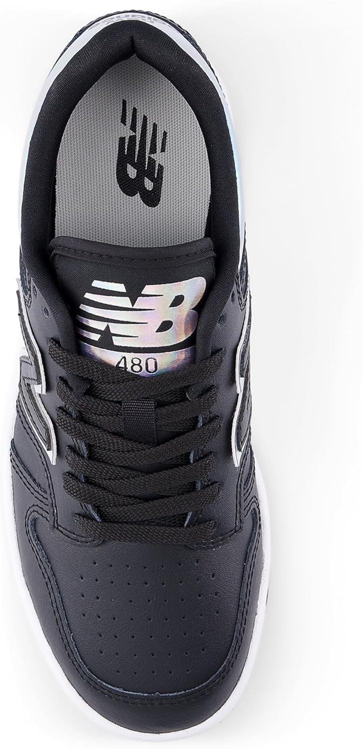 image:imageNew Balance UnisexChild 480 V1 Laceup SneakerBlackWhite Iridescent