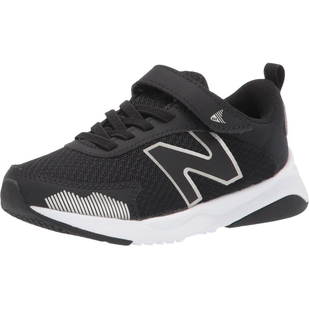 image:imageNew Balance Kids Dynasoft 545 V1 Hook and Loop Running ShoeBlackWhiteSilver Metallic