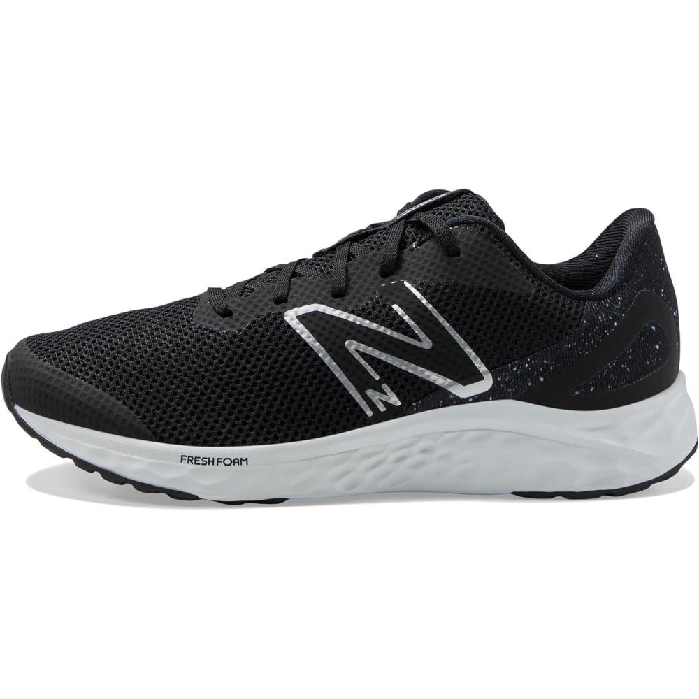 image:imageNew Balance UnisexChild Fresh Foam Arishi V4 LaceupRunning ShoeBlackWhiteSilver Metallic