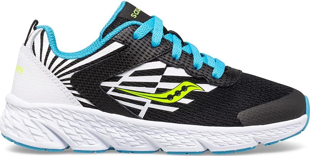 image:imageSaucony UnisexChild Wind Running ShoeBlackWhiteBlue