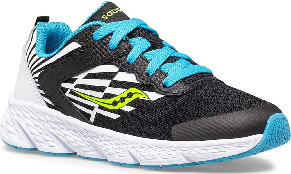 image:imageSaucony UnisexChild Wind Running ShoeBlackWhiteBlue