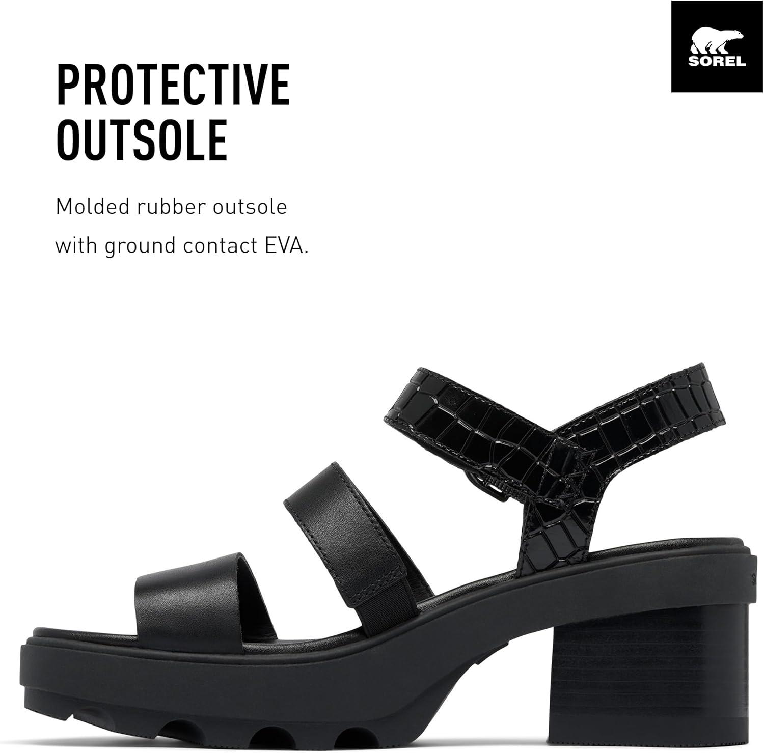image:imageSorel Womens Joanie Heel Ankle Strap SandalsBlack Black