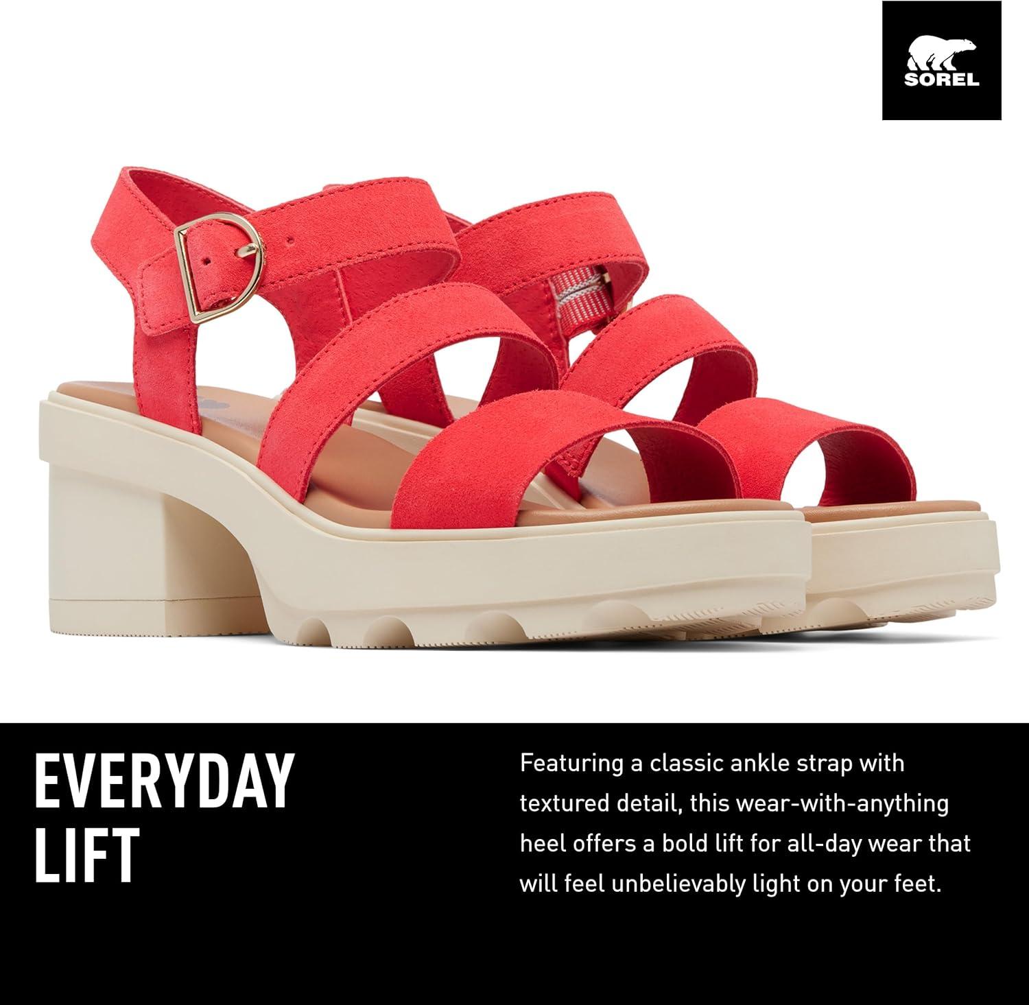 image:imageSorel Womens Joanie Heel Ankle Strap SandalsRed Glo Honey White