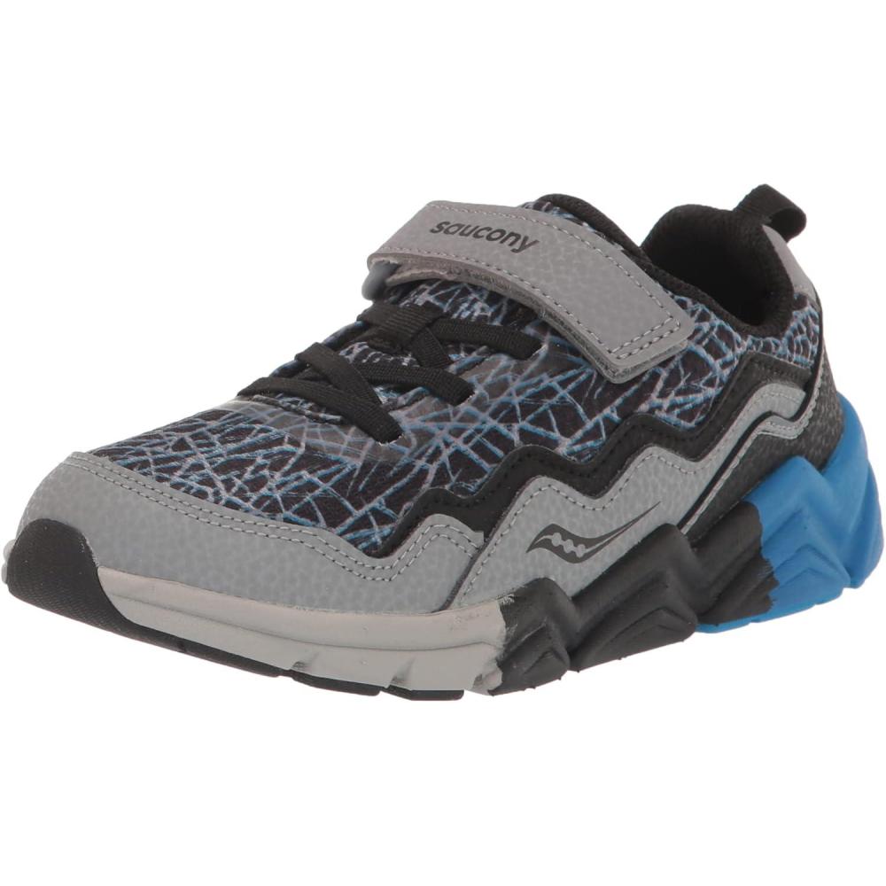 image:imageSaucony UnisexChild Flash Alternative Closure 20 SneakerGreyBlackBlue