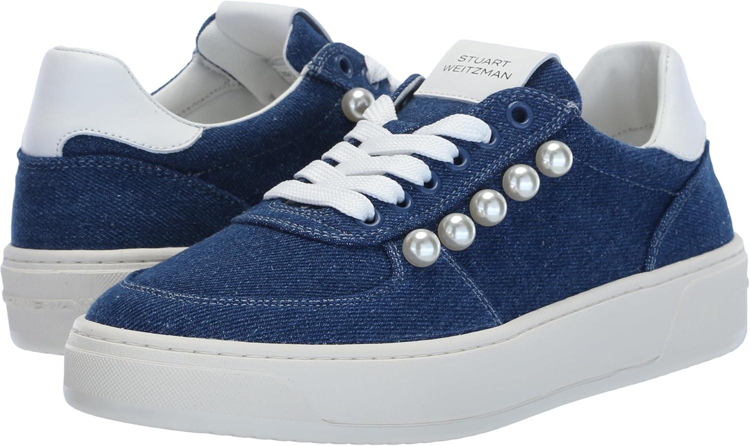 image:imageStuart Weitzman Womens Courtside Pearl SneakerWashedWhite