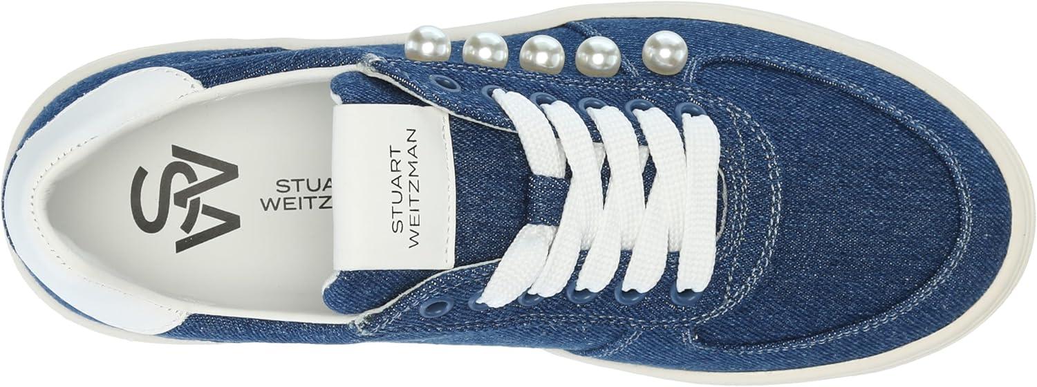 image:imageStuart Weitzman Womens Courtside Pearl SneakerWashedWhite