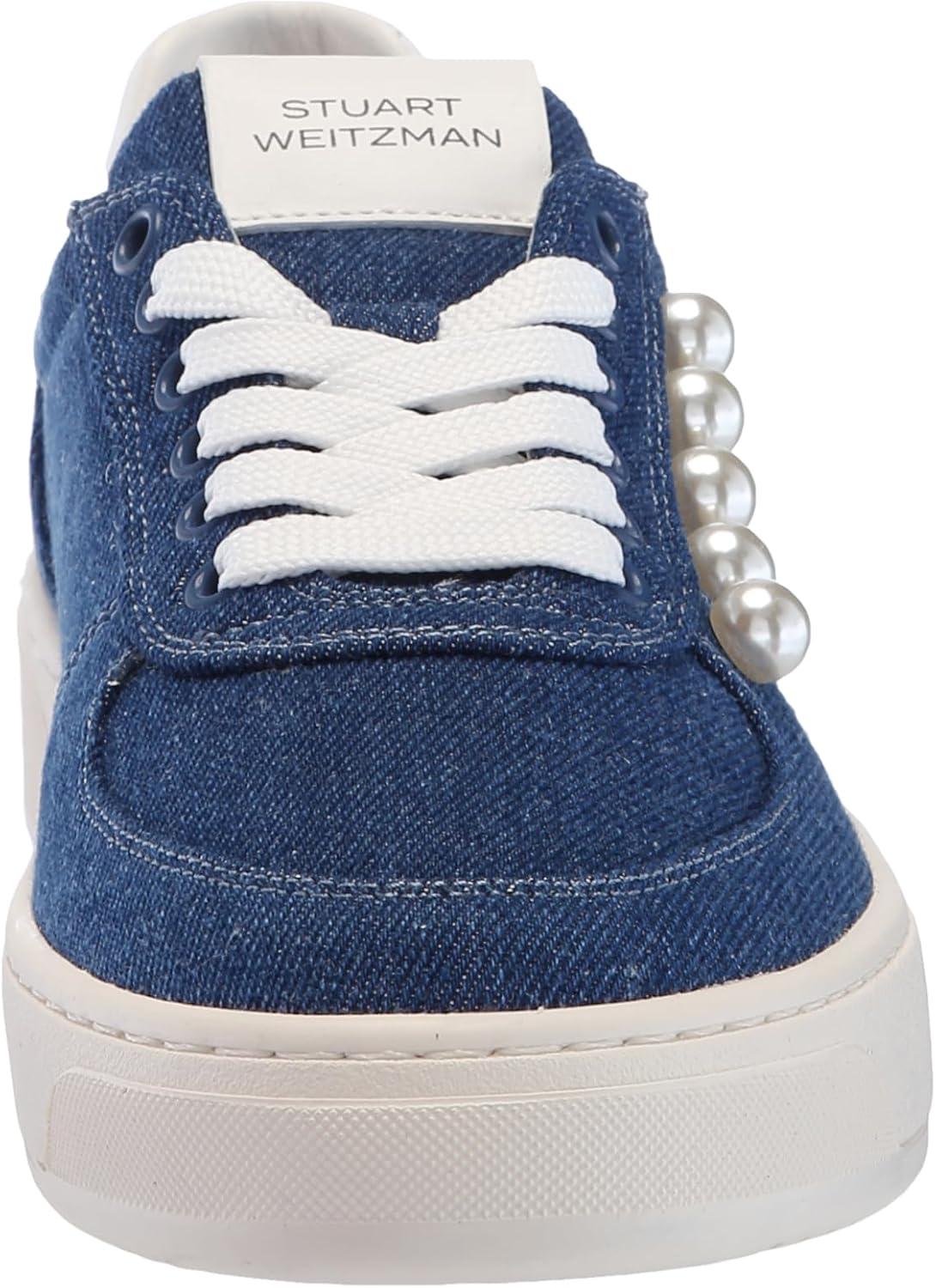 image:imageStuart Weitzman Womens Courtside Pearl SneakerWashedWhite
