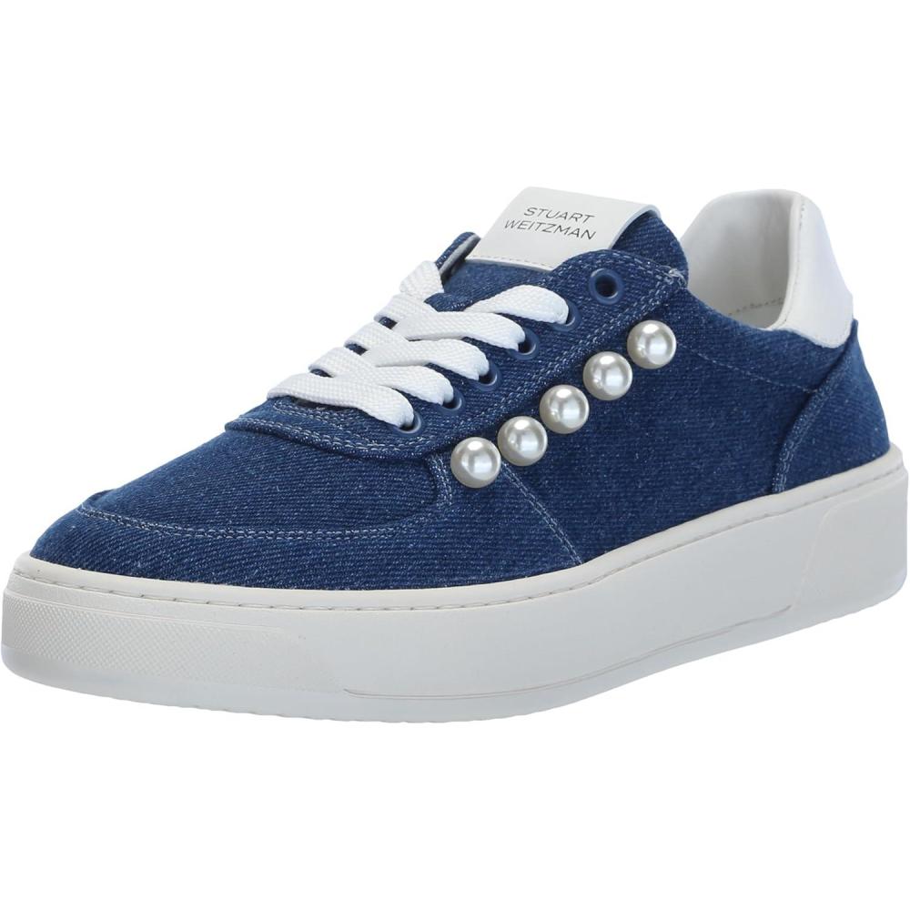 image:imageStuart Weitzman Womens Courtside Pearl SneakerWashedWhite