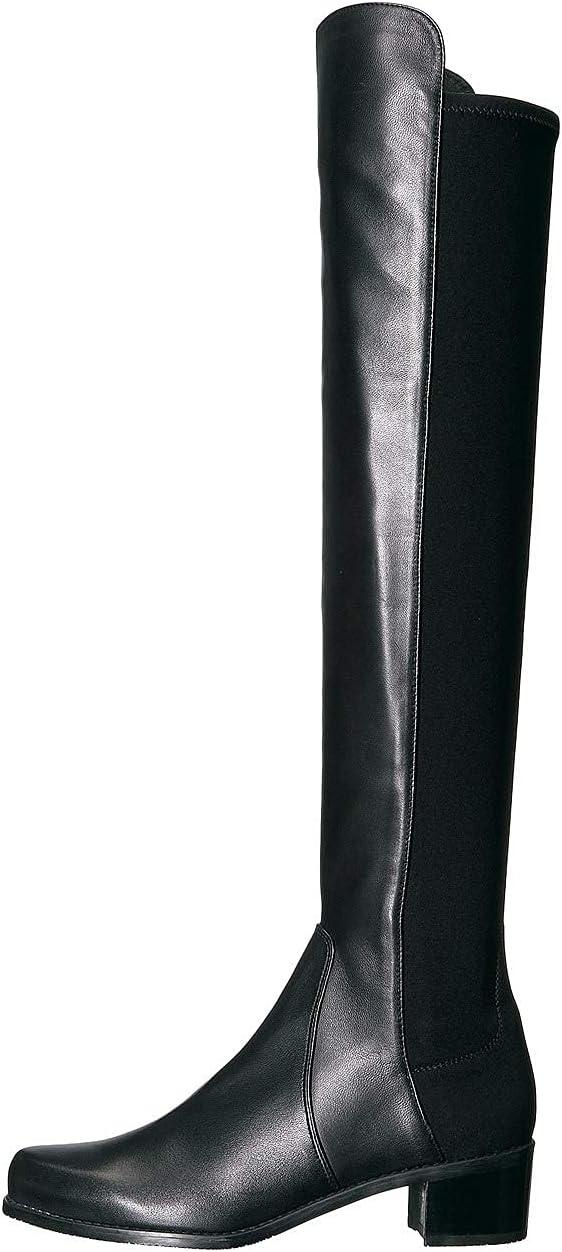 image:imageStuart Weitzman Womens 5050 Flat BootsBlack NappaStretch Gabardine
