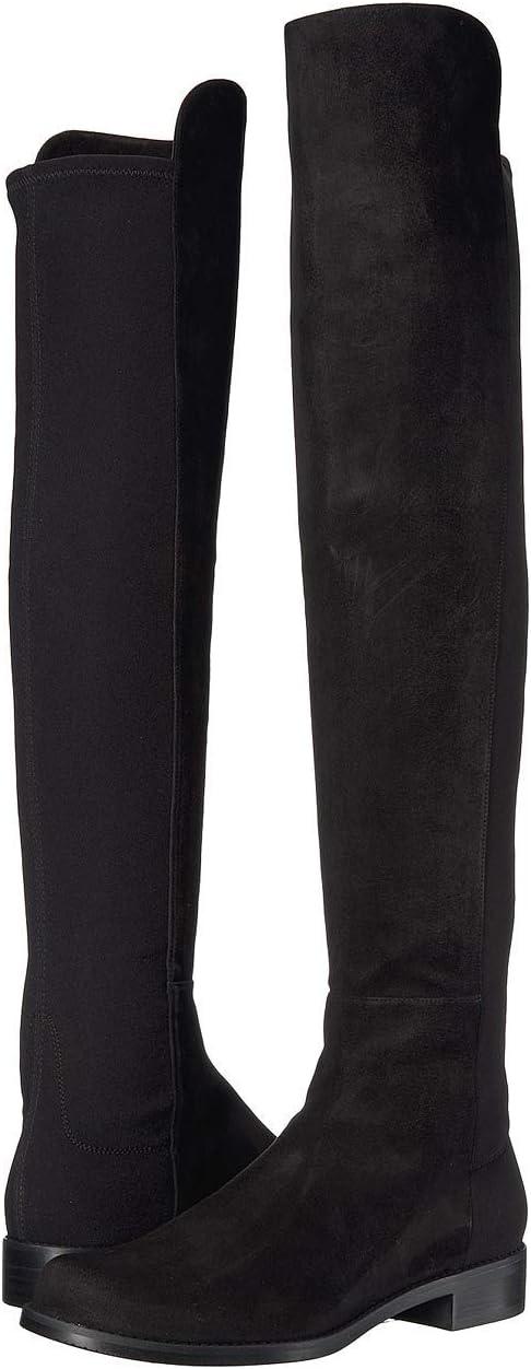 image:imageStuart Weitzman Womens 5050 Flat BootsBlack SuedeStretch Gabardine